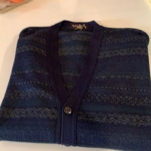 Pull for you men cardigan. Made in Italy XL wool/ acrylic dark blue with patent.